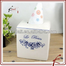 square paper tissue box with decal